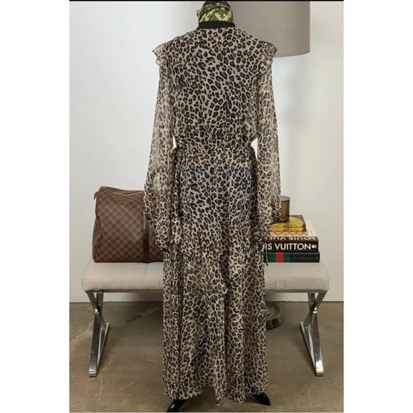 Victoria's Secret Sz XS S Long Leopard Print Sheer Ruffled Robe Jacket Cover-Up - Picture 8 of 16